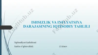 ishsizlik va inflyatsiya darajasining iqtisodiytahlili — PPTX