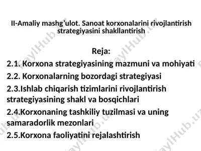korxona strategiyasini rivojlantirish — PPTX