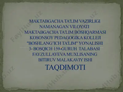 muxlisaning bitiruv malakaviy ishi — PPTX