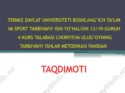 tarbiyaviy ishlar metodi — PPTX