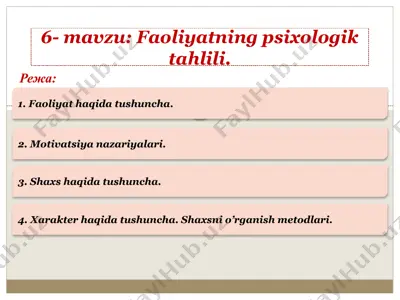 faoliyatning psixologik tahlili — PPTX