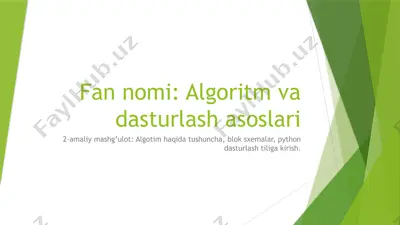 algoritmlar va dasturlash asoslari — PPTX
