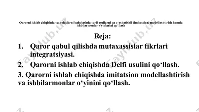 qarorlarni ishlab chiqish va tahminlash — PPTX