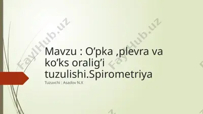o’pka ,plevra va ko’ks oralig’i tuzulishi.spirometriya — PPTX