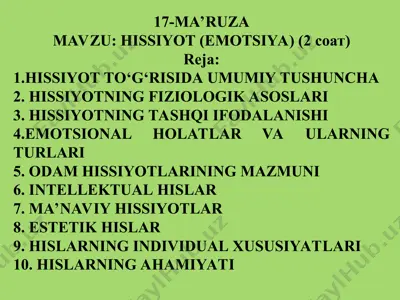hissiyot (emotsiya) — PPT