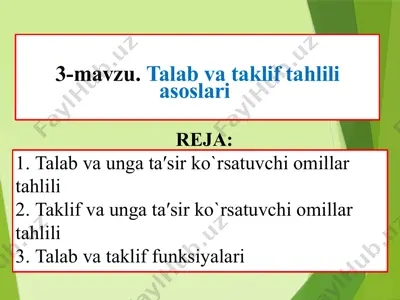 talab va taklif tahlili asoslari — PPTX
