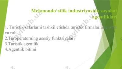 mehmondo‘stlik industriyasida sayohat agentliklari — PPTX