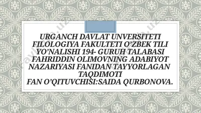 oybek adabiyoti — PPTX