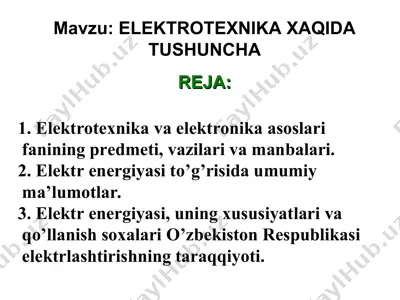 elektrotexnika va elektronika asoslari — PPT
