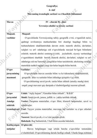 yevrosiyo aholisi va siyosiy xaritasi — DOC