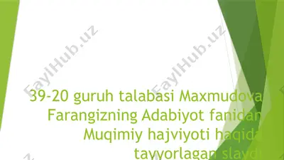 muqimiy hajviyoti haqida slayd — PPTX