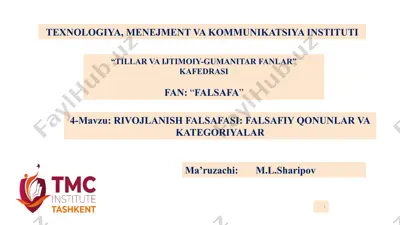 rivojlanish falsafasi: falsafiy qonunlar va kategoriyalar — PPTX