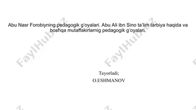 abu nasr forobiyning pedagogik g‘oyalari — PPT