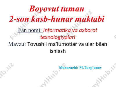 informatika va axborot texnologiyalari — PPT