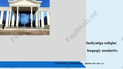 biznes faoliyati gasoliqlar orqali ta'sir qilishning huquqiy asoslari — PPTX