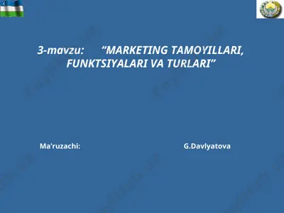marketing tamoyillari, funktsiyalari va turlari — PPT