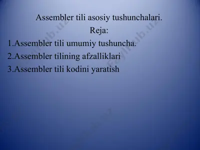 assembler tilining asosiy tushunchalari — PPT