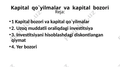 kapital bozori va kapital qo‘yilmalar — PPTX