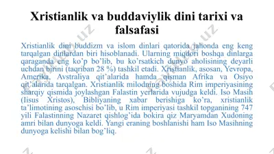 xristianlik va buddaviiylik: dini tarix va falsafasi — PPTX