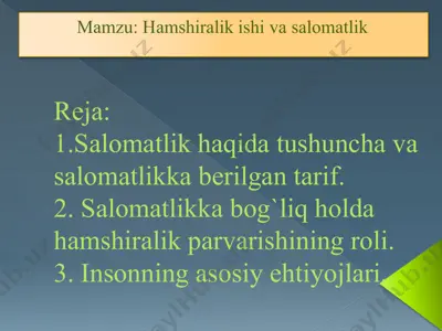 salomatlik haqida tushunchalar — PPTX