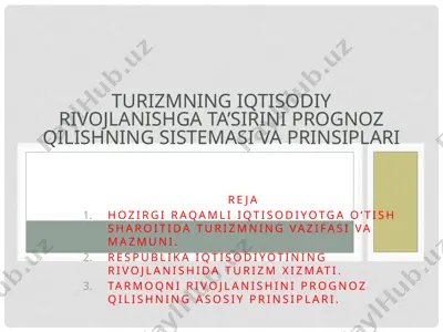 turizmning iqtisodiyoti — PPTX