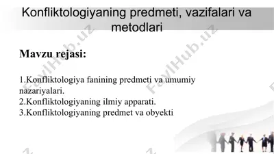 konfliktologiya fanining predmeti, vazifalari va metodlari — PPTX
