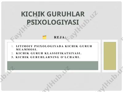 ijtimoiy psixologiyada kichik guruh muammosi — PPTX