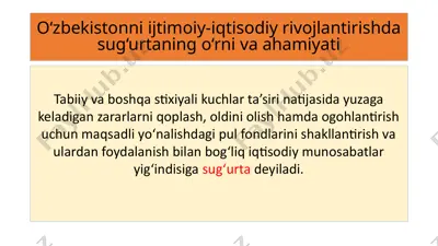 sug'urta faoliyatini tashkil etish — PPTX