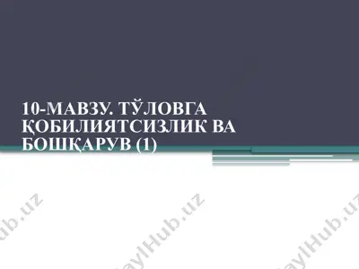 tўlovga qobiliyatsizlikni boshqarish — PPTX