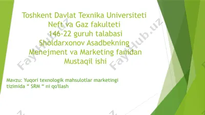 srm (supplier relationship management) tizimi — PPTX