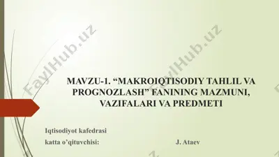 makroiqtisodiy tahlil va prognozlash — PPTX