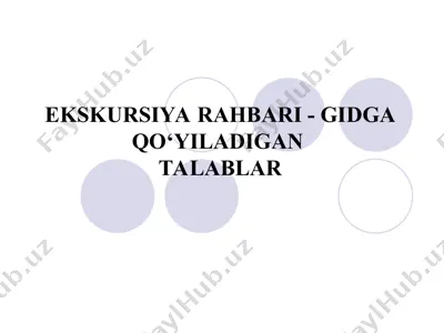 ekskursiya rahbari - gidga qo‘yiladigan talablar — PPT