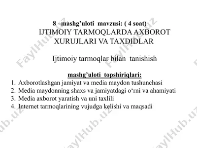 ijtimoiy tarmoq axborot va taxdidlar — PPTX