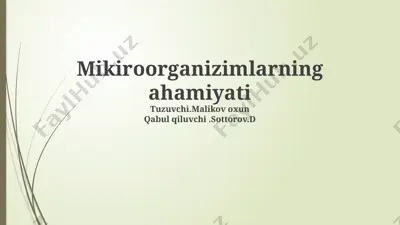 mikroorganizmlarning ahamiyati — PPTX