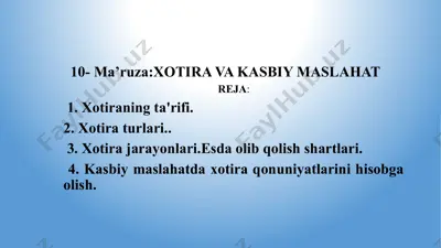 xotira va kasbiy maslahat — PPTX