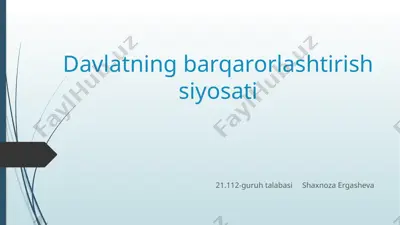 barqarorlashtirish siyosati — PPT