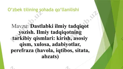 o‘zbektilining sohada qo‘llanilishi — PPTX
