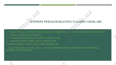 ijtimoiy pedagogikaning nazariy asoslari — PPTX