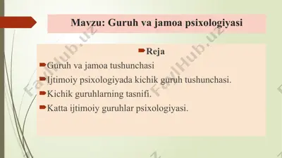 guruh va jamoa psixologiyasi — PPTX