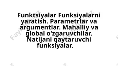 funksiyalar yaratish — PPTX