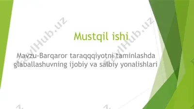 barqaror taqqiyotni mamlakatlariga yordam berish texnologiyalari — PPTX