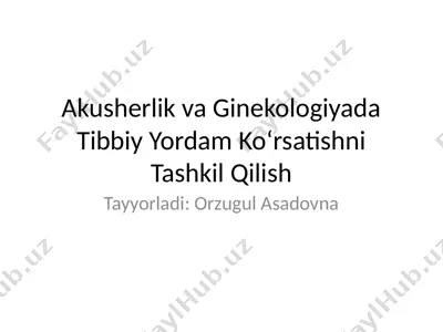 akusherlik va ginekologiyada tibbiy yordam ko‘rsatishni tashkil qilish — PPTX