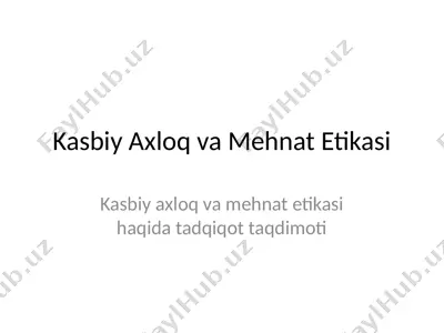 kasbiy axloq va mehnat etikasi — PPTX