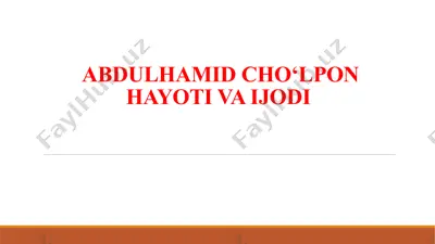abdulhamid cho‘lpon hayoti va ijodi — PPTX