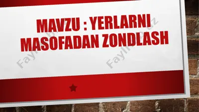 yerni masofadan zondlash investitsiya loyihasi — PPTX