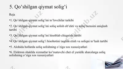 qoʼshilgan qiymat soligʼi — PPT