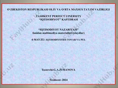 iqtisodiyotda tovar va pul slaydlari — PPT