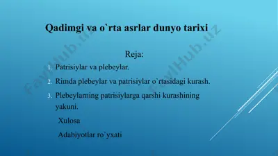 rimdagi plebeylar va patritsiylar — PPTX