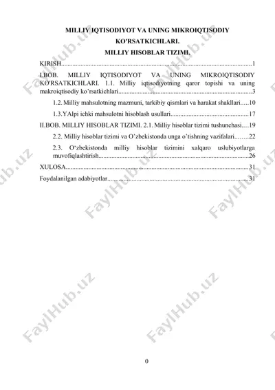 milliy iqtisodiyot va uning mikro-iqtisodiy ko'rsatkichlari — DOCX