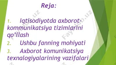 iqtisodiyotda axborot-kommunikatsiya tizimlarini qo’llash — PPTX